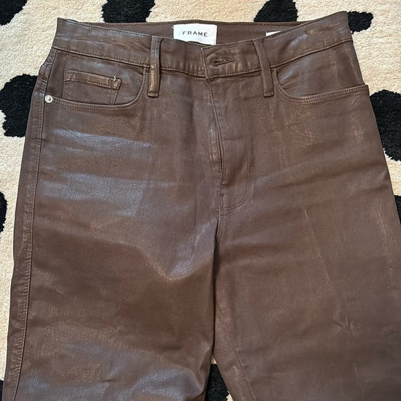 Frame Denim Denim - Chocolate, brown coated frame, denim jeans, Le Sylvie, slender Straight size 29